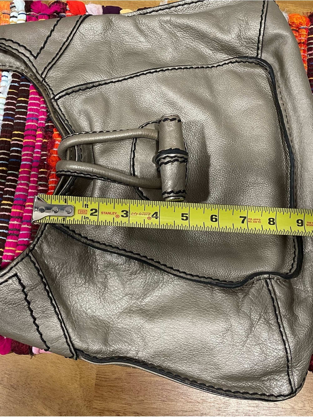 Fossil Metallic Gray Leather Shoulder Bag - Picture 2 of 6